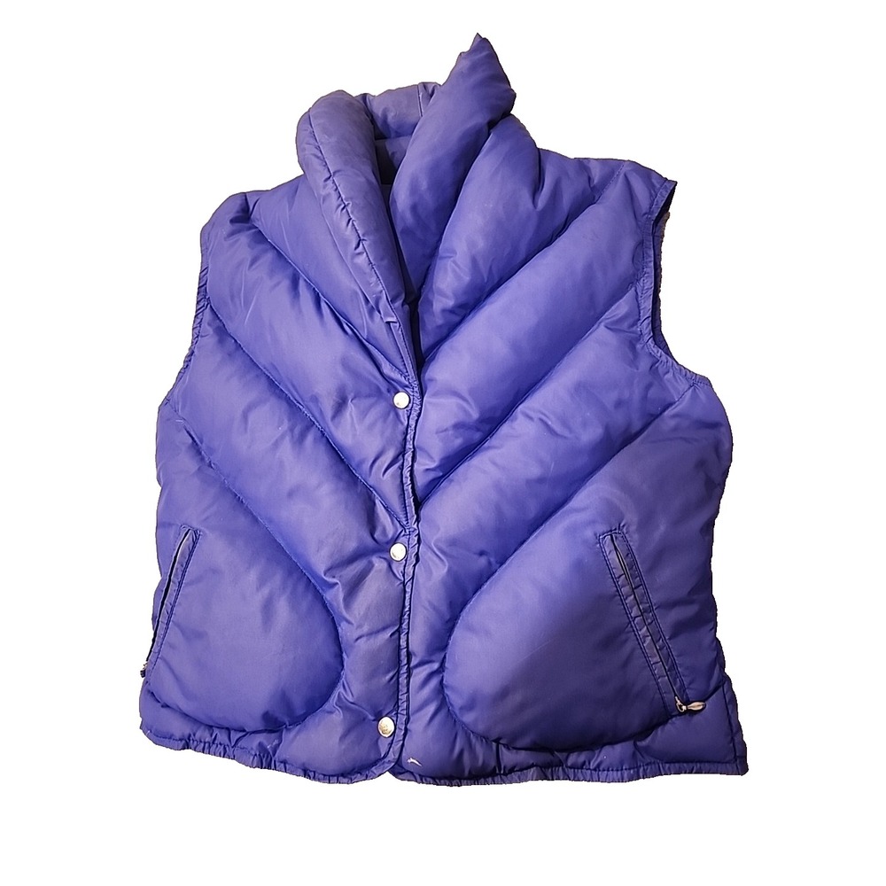 Vintage Roffe‎ Purple Puffer Vest Quilted Snap Front Sleeveless Winter